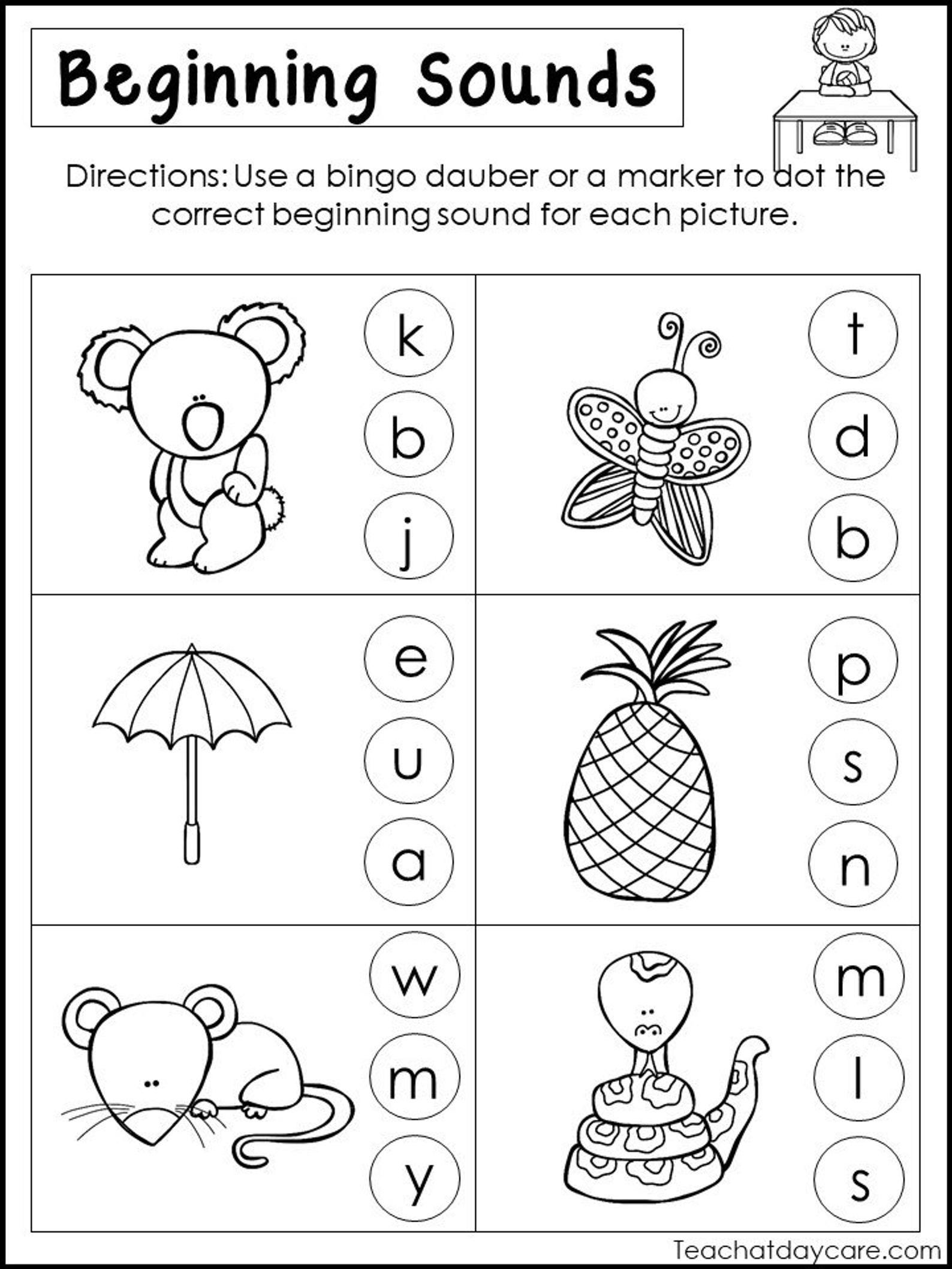 17+ Beginning Sound Match Printable