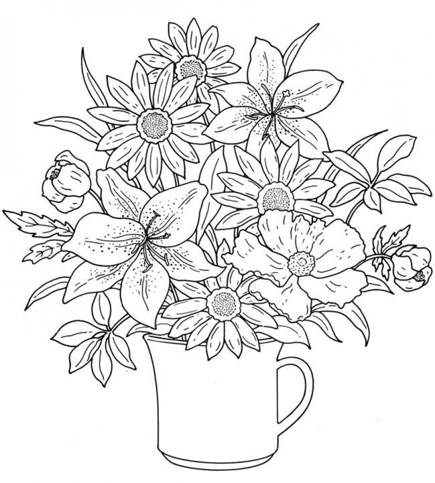 55 Realistic Flower Coloring Pages 10