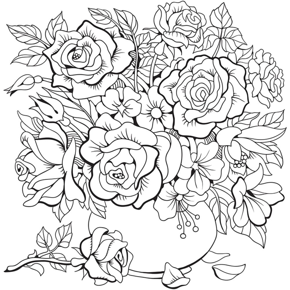 55 Realistic Flower Coloring Pages 13