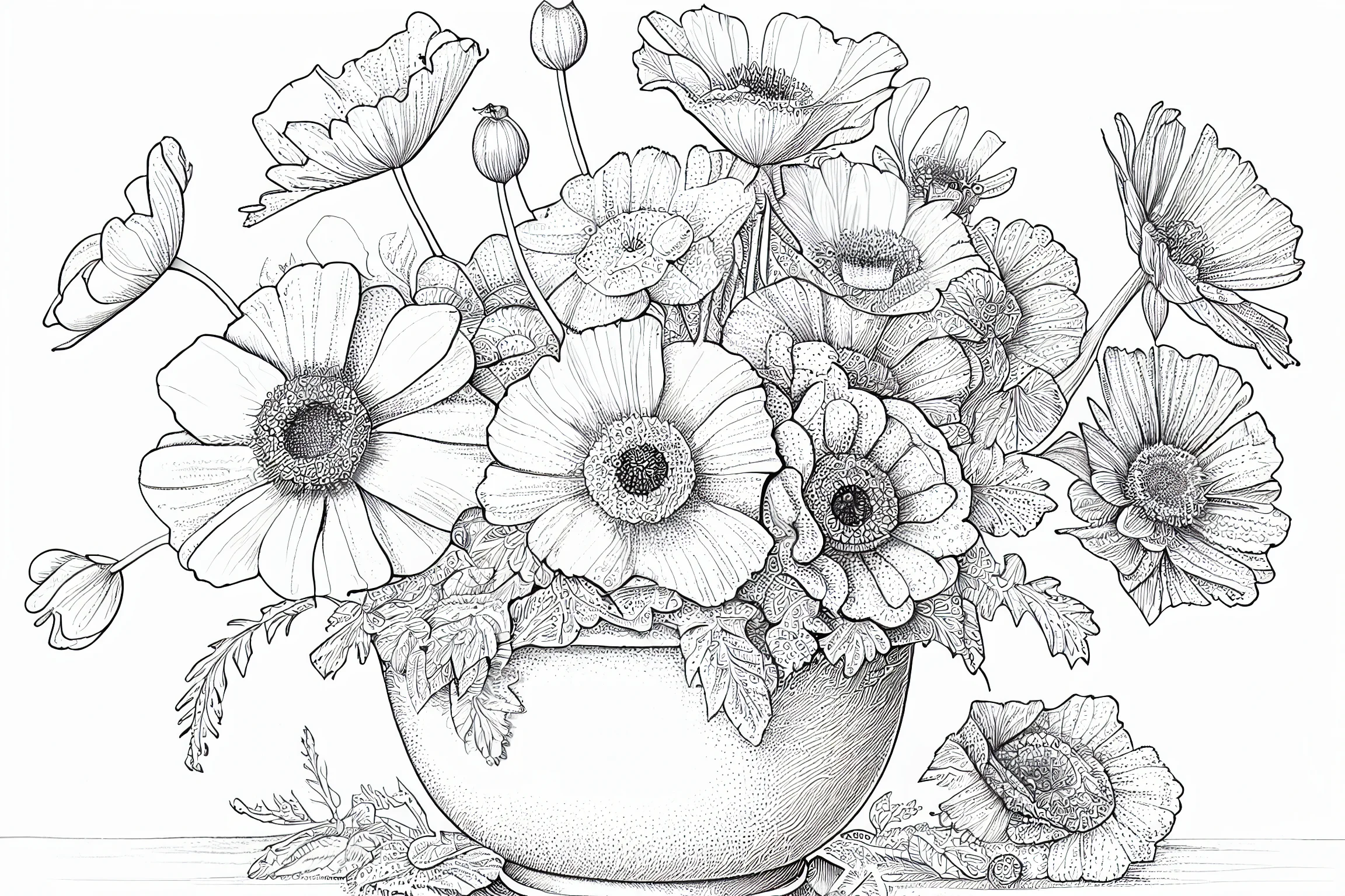 55 Realistic Flower Coloring Pages 3