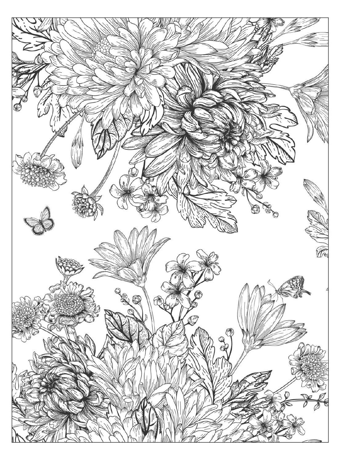 55 Realistic Flower Coloring Pages 7