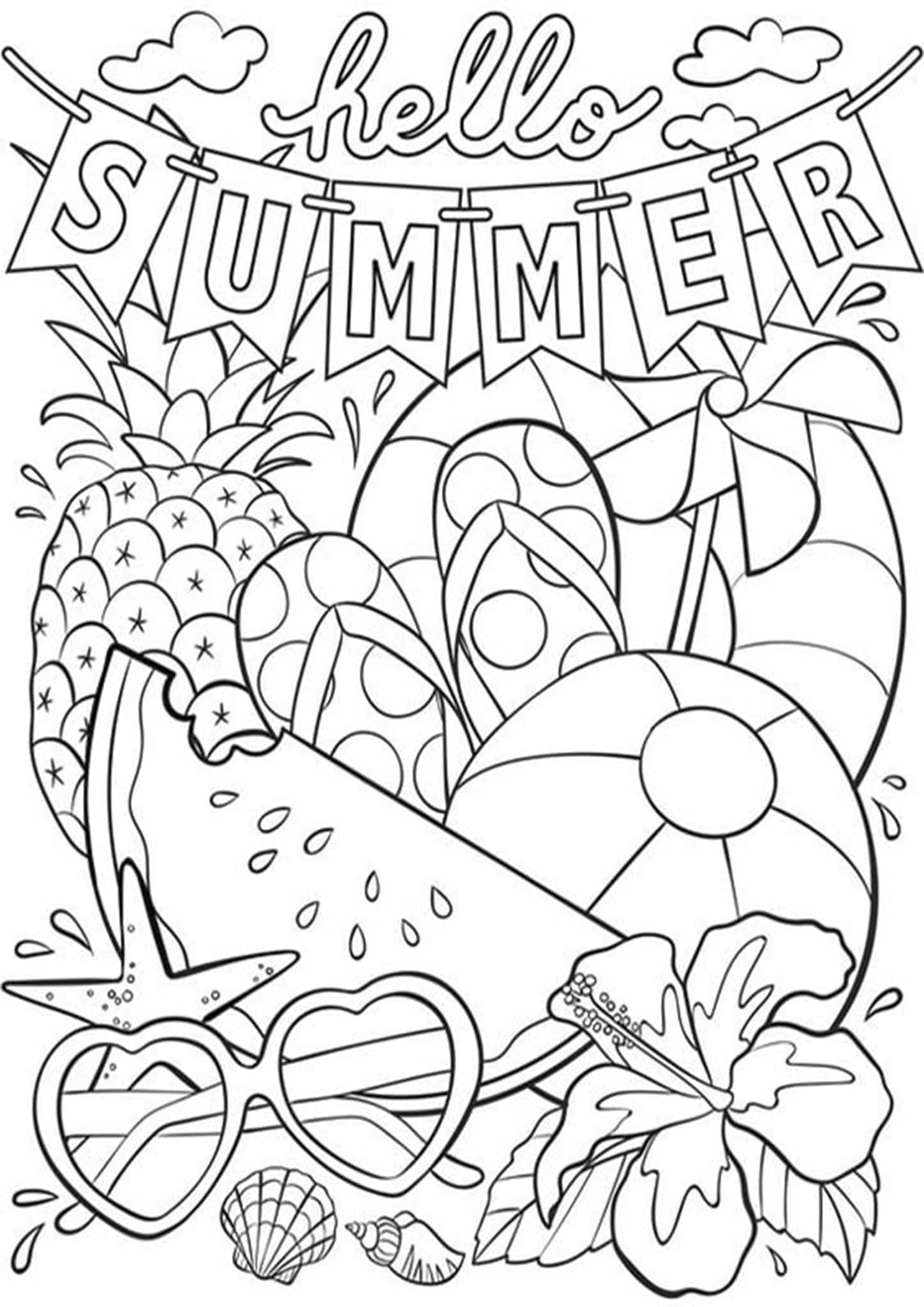 55 Summer Coloring Pages For Adults 10